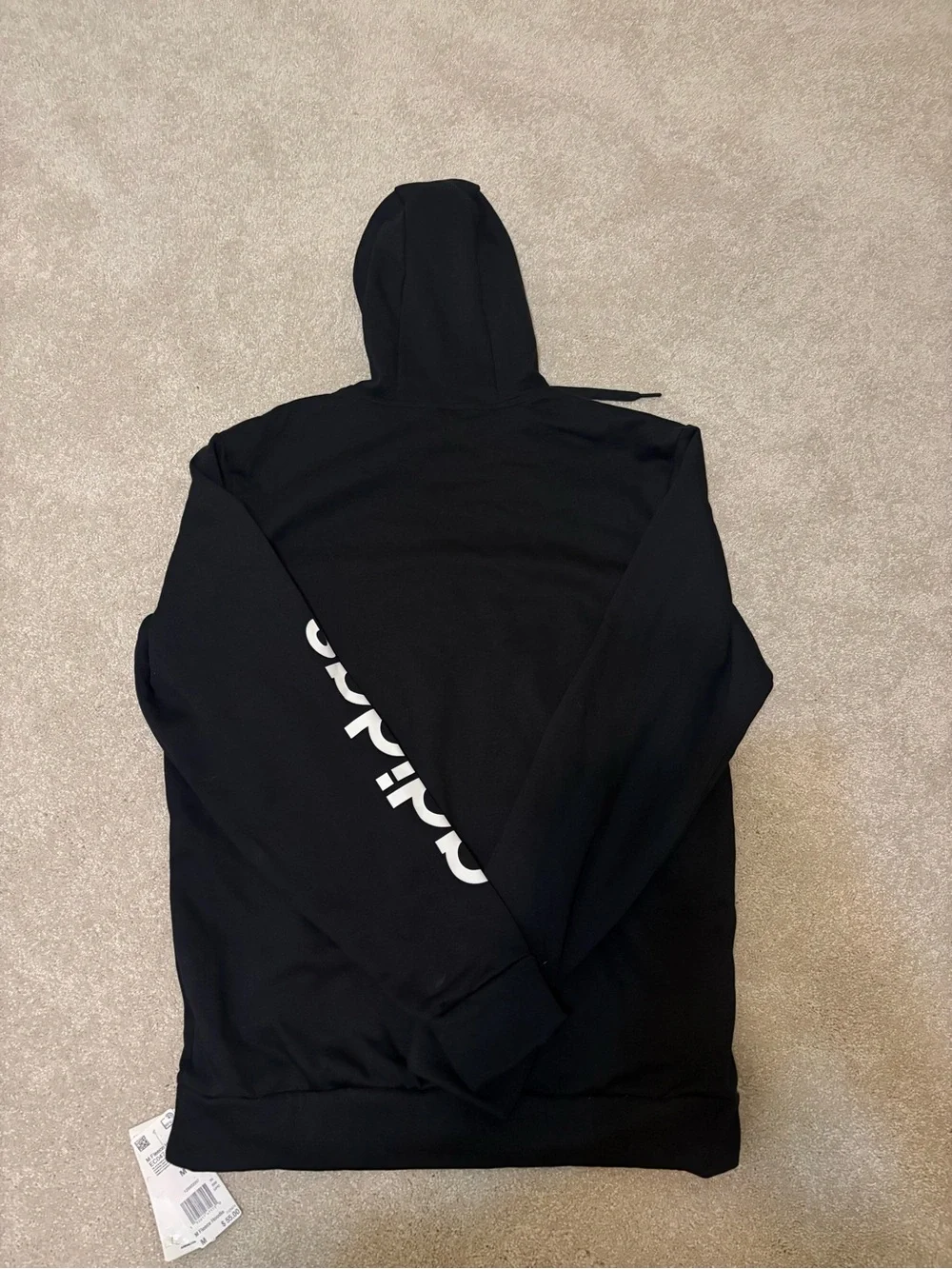 adidas Black Hoodie with White Sleeve Script